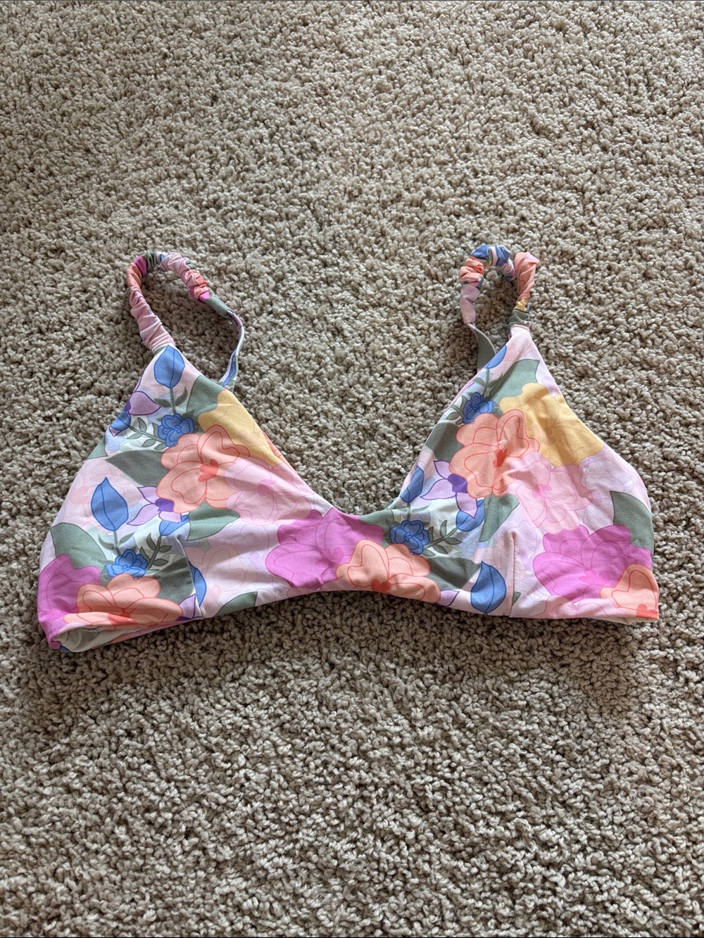 Dippin' Daisy's Floral Bikini Top in Pink, Peach, Blue, Green